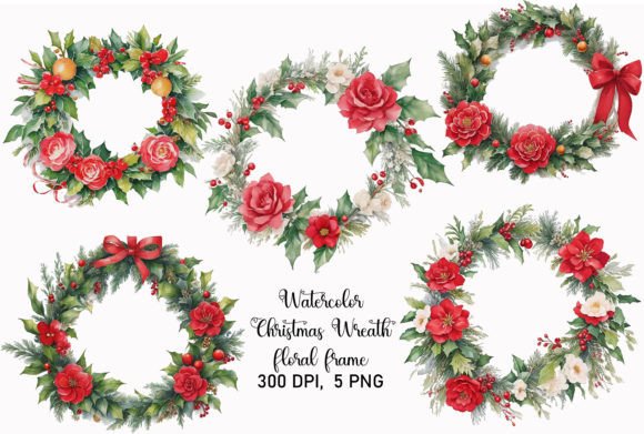 Download Watercolor Christmas Wreath Clipart PNG - Watercolor christmas Collection
