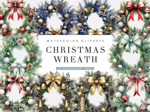 Download Watercolor Christmas Wreath Clipart - Premium Resources
