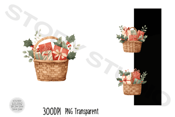 Download Watercolor Christmas Gift Baskets Set - Watercolor christmas Collection