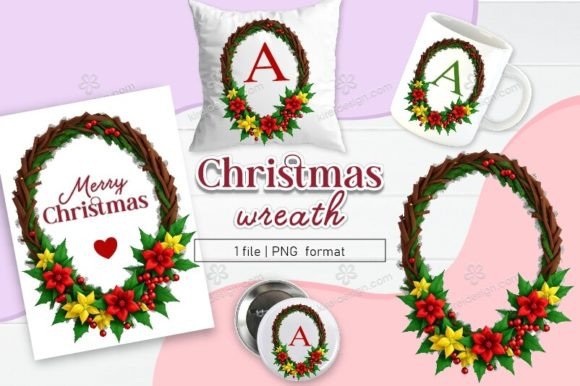 Download Christmas Wreath Clipart Sublimation 05 - Premium Bundle