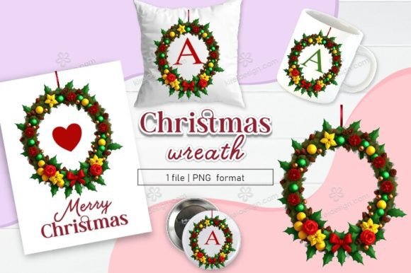 Download Christmas Wreath Clipart Sublimation 07 - Premium Bundle