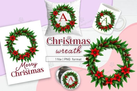 Download Christmas Wreath Clipart Sublimation 03 - Premium Bundle