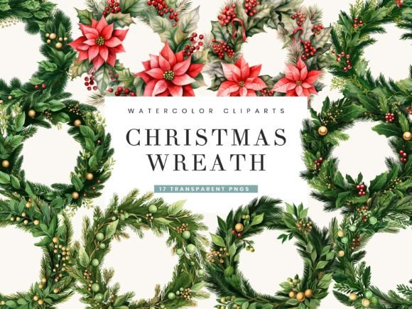 Download Watercolor Christmas Wreath Clipart - Premium Resources